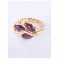 Кольцо помолвочное , кошачий глаз, размер 18, фиолетовый Lotus Jewelry