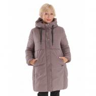 куртка   зимняя, средней длины, силуэт свободный, ветрозащитная, размер 56, розовый BELLEB
