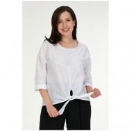 Блуза  , нарядный стиль, прямой силуэт, укороченный рукав, в полоску, размер 58, белый OLSI