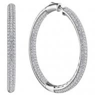 Серьги конго  Jewelry, серебро, 925 проба, родирование, фианит, размер/диаметр 51 мм., серебряный Ermolov