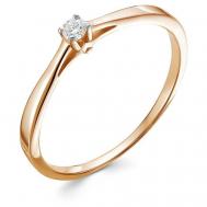 Кольцо помолвочное , красное золото, 585 проба, родирование, бриллиант, размер 16.5, бесцветный Vesna jewelry