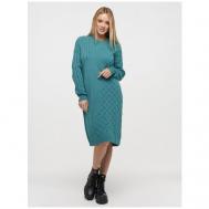 Платье-свитер , повседневное, свободный силуэт, размер 52, зеленый VAY