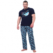 Комплект , футболка, брюки, короткий рукав, карманы, трикотажная, размер 58, синий Оптима Трикотаж