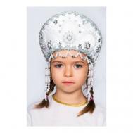 Кокошник "Алина" белый с серебром (универсальный) Русский винтаж