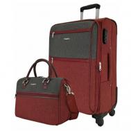 Комплект чемоданов , полиэстер, 67 л, серый, красный Нет бренда