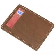 Кредитница , натуральная кожа, 2 кармана для карт, коричневый Кроко