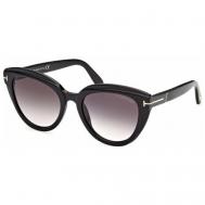 Солнцезащитные очки , кошачий глаз, оправа: пластик, зеркальные, с защитой от УФ, для женщин, черный Tom Ford