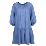 Платье , креп, повседневное, свободный силуэт, макси, размер 46, голубой MILA