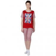 Пижама , футболка, бриджи, короткий рукав, пояс на резинке, трикотажная, размер 52, бордовый Оптима Трикотаж