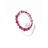 Кольцо, шпинель синтетическая, из бусин, размер 20, розовый, фиолетовый Hrustalek