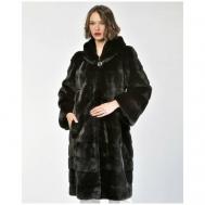 Пальто , норка, силуэт прямой, капюшон, размер 42, черный Manakas Frankfurt
