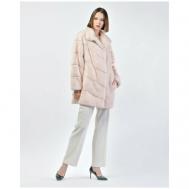 Пальто , норка, силуэт прямой, размер 42, розовый VINICIO PAJARO