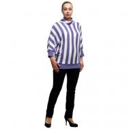 Блуза  , классический стиль, полуприлегающий силуэт, укороченный рукав, манжеты, утепленная, в полоску, размер 50, фиолетовый OLSI