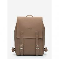 Рюкзак , отделение для ноутбука, вмещает А4, внутренний карман, регулируемый ремень, бежевый, коричневый Lokis