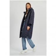 куртка  , демисезон/зима, силуэт свободный, карманы, манжеты, несъемный капюшон, капюшон, вентиляция, утепленная, стеганая, водонепроницаемая, ветрозащитная, размер 50, синий Baon