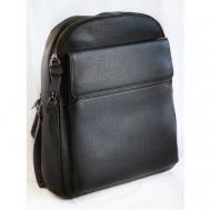 Рюкзак  планшет  2004-21, натуральная кожа, отделение для ноутбука, вмещает А4, внутренний карман, черный H*T1983