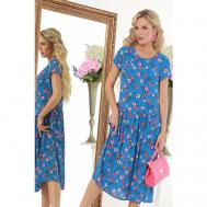 Платье , креп, повседневное, прямой силуэт, размер 56, голубой DSTrend