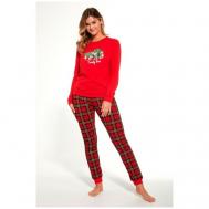 Пижама , футболка, длинный рукав, размер 42 (XL), красный Cornette