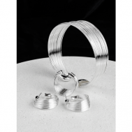 Комплект бижутерии : браслет, кольцо, серьги, бижутерный сплав, серебрение, размер кольца: безразмерное, мультиколор MariArsi