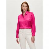 Блуза  , повседневный стиль, свободный силуэт, длинный рукав, манжеты, однотонная, размер 40-42EU / 46-48RU, розовый 4forms