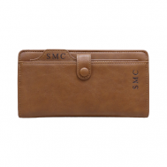 Бумажник  99182, гладкая фактура, на молнии, 3 отделения для банкнот, коричневый SMC