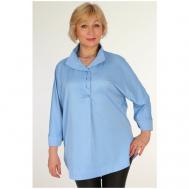 Блуза  , нарядный стиль, свободный силуэт, укороченный рукав, размер 54, голубой DIANUR