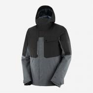 Куртка , мембранная, внутренние карманы, ветрозащитная, карман для ски-пасса, снегозащитная юбка, карманы, утепленная, размер XL /52-54, серый, черный SALOMON