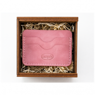 Кредитница , натуральная кожа, 3 кармана для карт, для женщин, розовый Custopelle