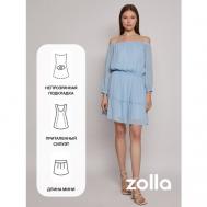 Платье , в спортивном стиле, полуприлегающее, мини, подкладка, размер L, голубой ZOLLA