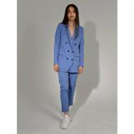 Костюм , жакет и брюки, классический стиль, полуприлегающий силуэт, пояс на резинке, подкладка, размер 42, голубой Blazer