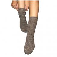 Женские носки  высокие, вязаные, размер 43-44, коричневый Moroz