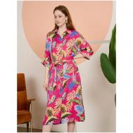 Платье-рубашка , вискоза, повседневное, полуприлегающее, миди, карманы, размер 46, розовый Olya Stoforandova
