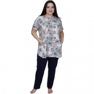 Комплект , футболка, брюки, короткий рукав, размер 66-68, бежевый Махис