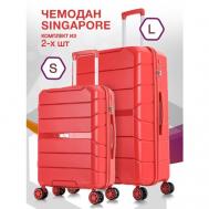 Комплект чемоданов  Singapore, 2 шт., полипропилен, 124 л, размер S/L, красный L'Case