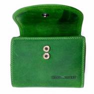 Кошелек  5181 Green, натуральная кожа, гладкая фактура, на кнопках, 2 отделения для банкнот, отделения для карт и монет, потайной карман, зеленый Hill Burry