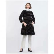 Пальто , норка, силуэт прилегающий, пояс/ремень, размер 44, черный BORBONESE
