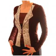 Блуза  , нарядный стиль, прилегающий силуэт, длинный рукав, размер M, коричневый TheDistinctive
