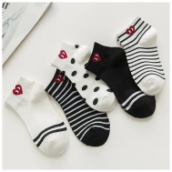 Женские носки  укороченные, нескользящие, на Новый год, 10 пар, размер 36-41, белый, черный Mega Outlet