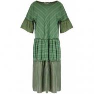 Платье , лен, повседневное, размер 2, зеленый E.D.