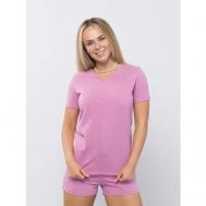 Комплект , шорты, футболка, короткий рукав, размер 46, розовый Глория Трикотаж