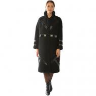 Пальто-реглан  демисезонное, шерсть, силуэт свободный, удлиненное, размер 56/170, черный valentini-dublenki.ru