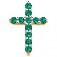 Декоративный крест с 11 изумрудами из красного золота 77716 Vesna jewelry