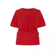 Блуза  , нарядный стиль, прямой силуэт, короткий рукав, однотонная, размер 94, красный Mila Bezgerts