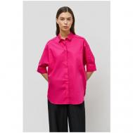 Блуза  , повседневный стиль, прямой силуэт, укороченный рукав, разрез, манжеты, однотонная, размер 46, розовый Baon