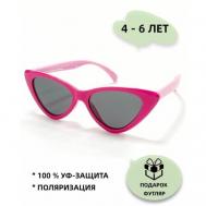 Солнцезащитные очки , кошачий глаз, оправа: пластик, чехол/футляр в комплекте, поляризационные, со 100% защитой от УФ-лучей, для девочек, розовый Nikitana