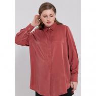 Блуза  , длинный рукав, размер 54, коричневый WANDBSTORE