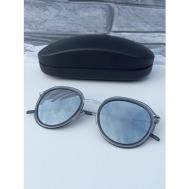 Солнцезащитные очки , овальные, оправа: металл, с защитой от УФ, зеркальные, серебряный BOSS