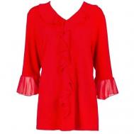 Блуза , повседневный стиль, длинный рукав, однотонная, размер 58, красный Seeyou