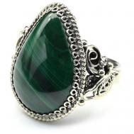 Кольцо , бижутерный сплав, бирюза, малахит, размер 20, зеленый Радуга Камня