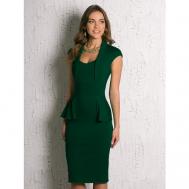 Платье , в классическом стиле, прилегающее, миди, размер 48, зеленый Modami24